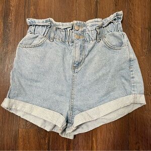 TopShop Paperbag Moto Mom Denim Jean Shorts size 6